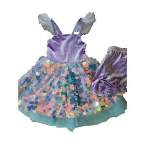 Love & Grow Purple Velvet Birthday Mermaid Dress